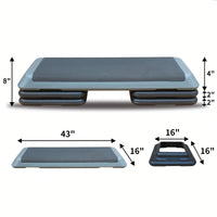 Adjustable Aerobic Step Platform With 4 Risers For Fitness And Exercise Training - Gray
