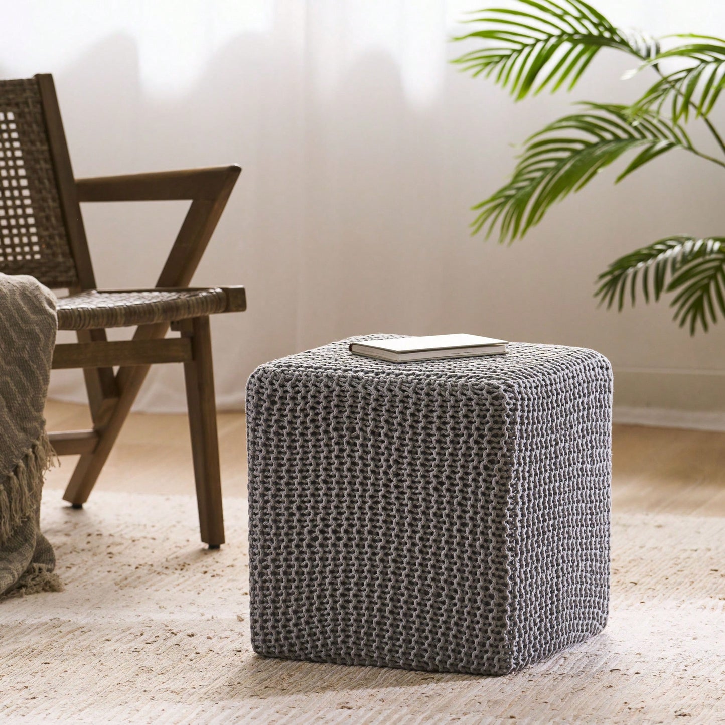 Cozy Knitted Foot Stool For Comfort And Style In Any Living Space