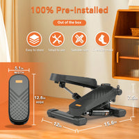High-Capacity Mini Stepper For Home Office Workouts With Resistance Bands And LCD Monitor - Supports 330LBS