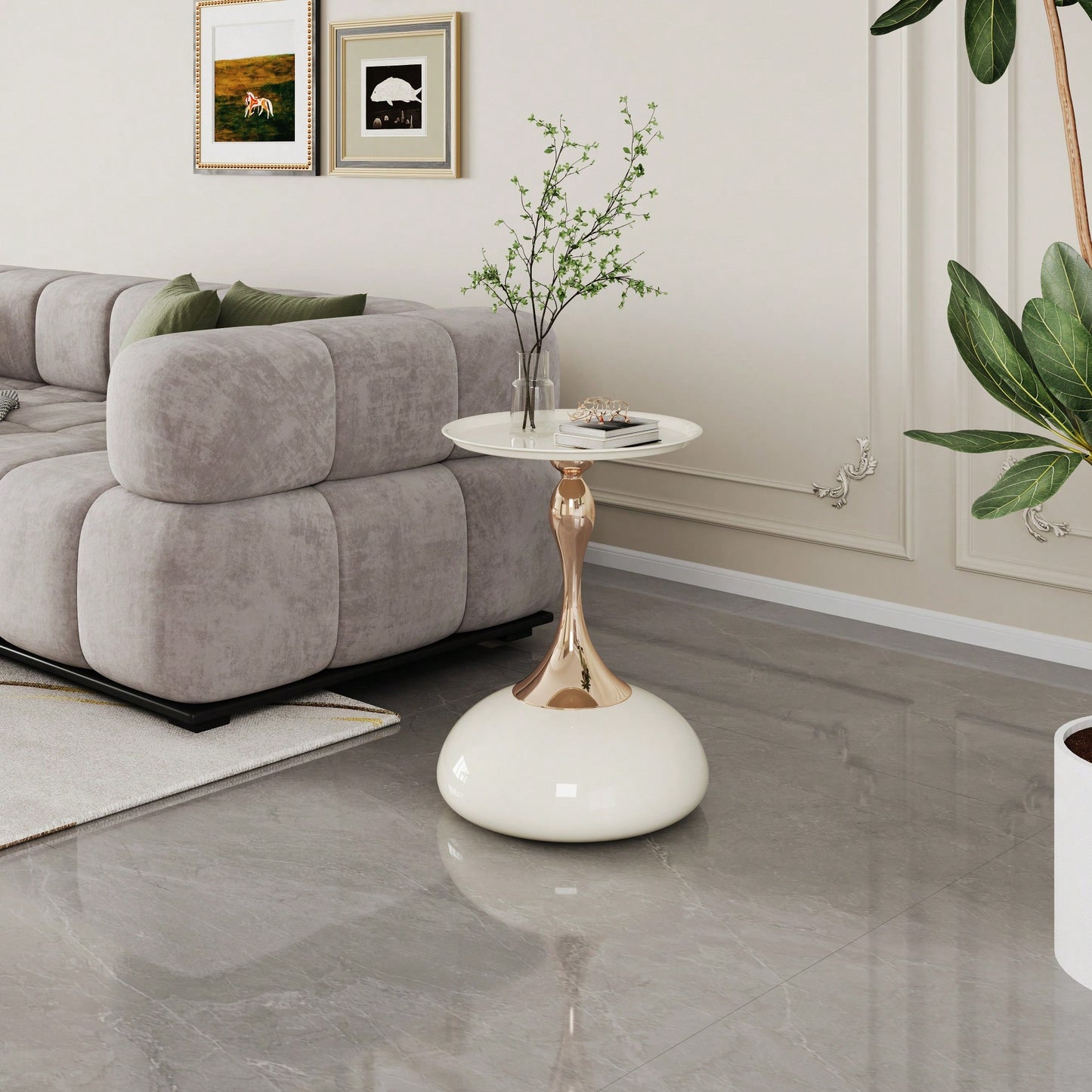 Elegant Minimalist Round Iron End Table For Luxury Home Decor - Perfect For Small Spaces