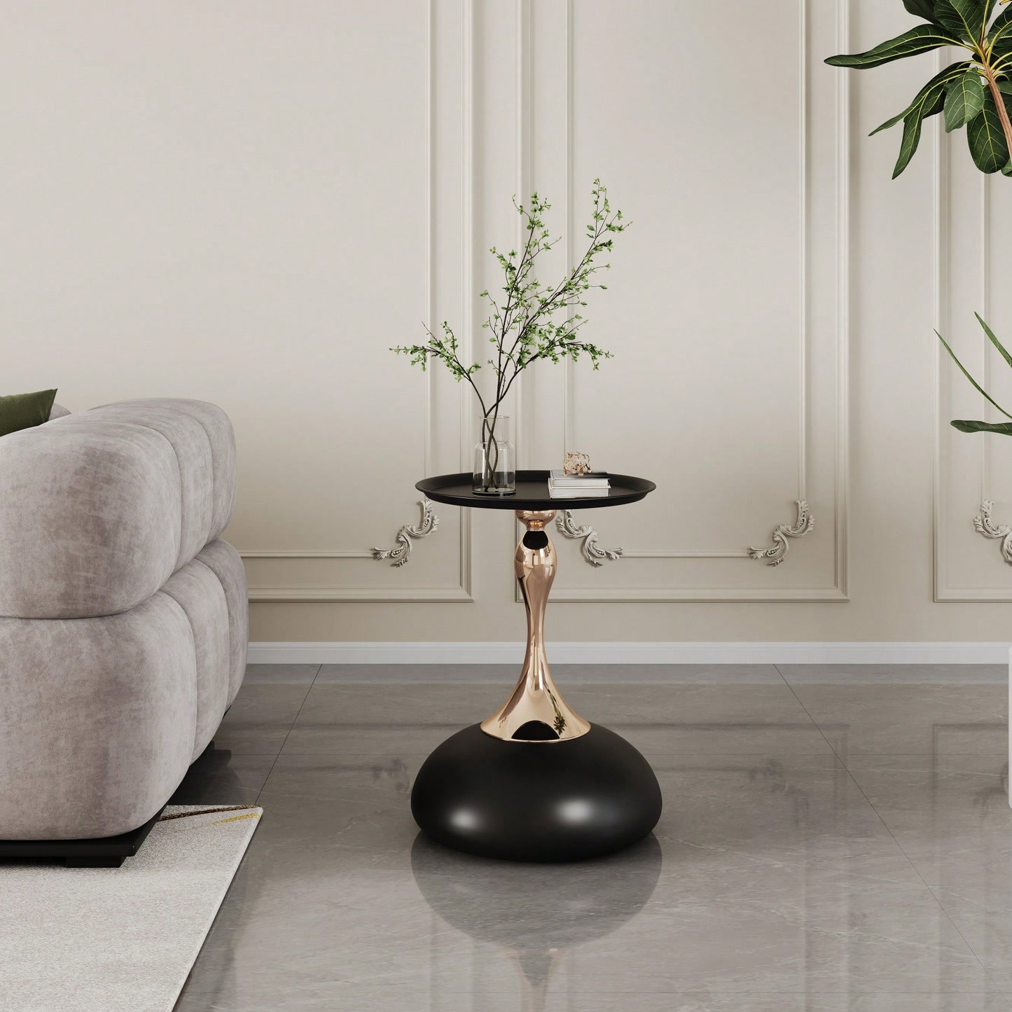 Elegant Minimalist Round Iron End Table For Luxury Home Decor - Perfect For Small Spaces