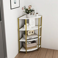 4-Tier Corner Open Shelf - Versatile Freestanding Bookcase & Plant Stand For Small Spaces In Living Room, Home Office, Or Kitchen