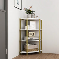 4-Tier Corner Open Shelf - Versatile Freestanding Bookcase & Plant Stand For Small Spaces In Living Room, Home Office, Or Kitchen