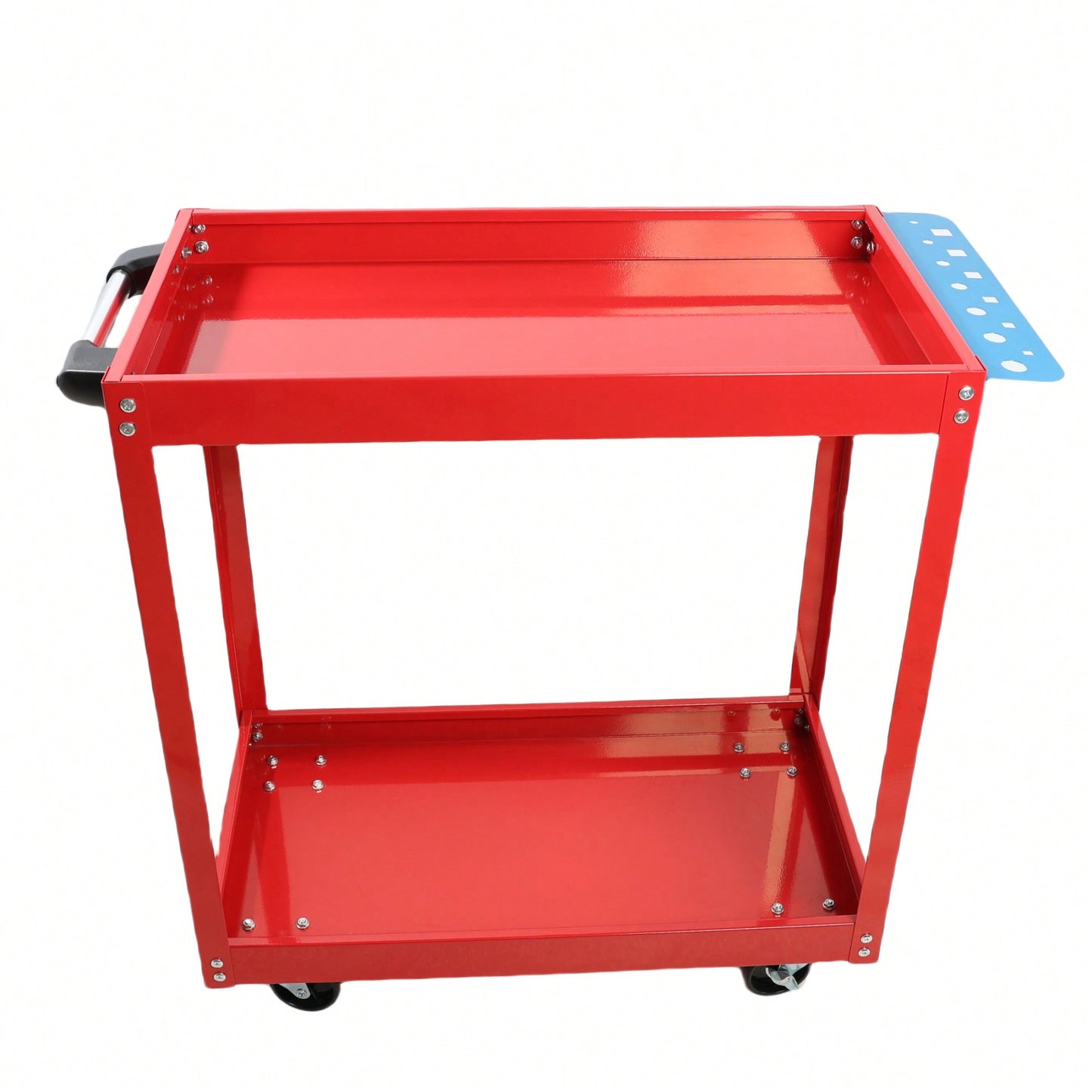 Heavy Duty Lockable Utility Cart 400 LBS Capacity Steel Service Cart for Garage Warehouse Workshop Red Two-Level Design