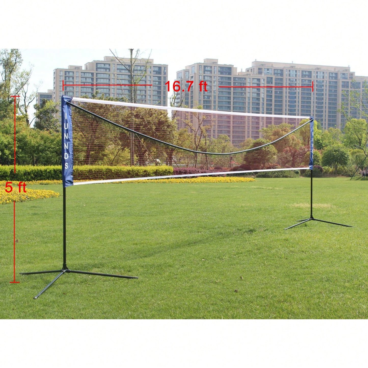 Portable 17ft Volleyball And Badminton Net With Stand And Carrying Bag – Perfect For Outdoor Sports Fun!