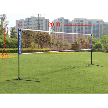 Portable 20FT Multi-Sport Net Set For Volleyball, Badminton, And Tennis With Carrying Bag