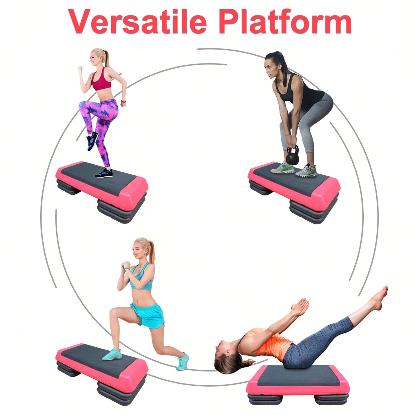 Versatile Adjustable Aerobic Step Platform For Fitness Training - Gray And Black With 4 Risers