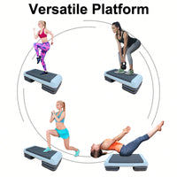 Versatile Adjustable Aerobic Step Platform For Fitness Training - Gray And Black With 4 Risers