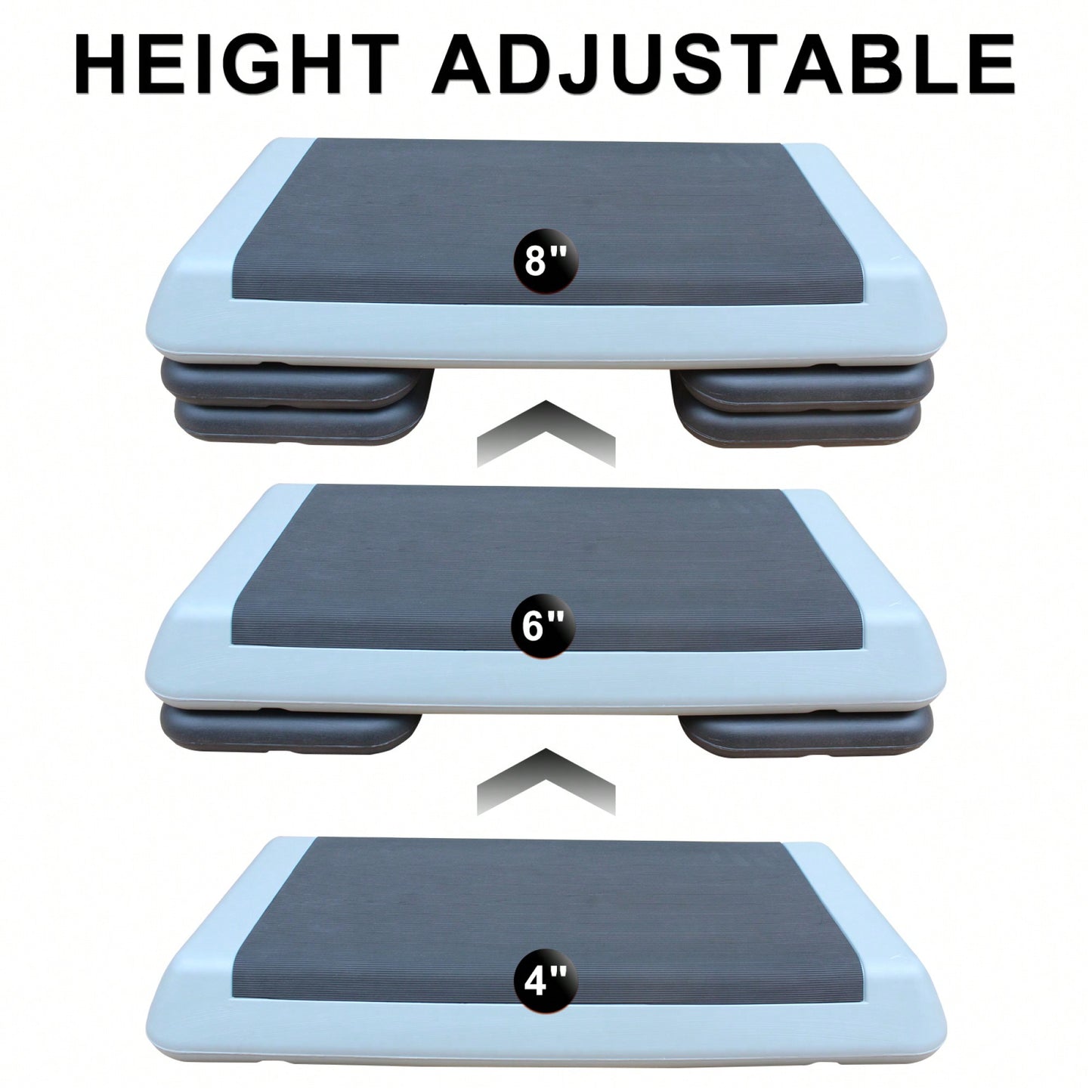 Versatile Adjustable Aerobic Step Platform For Fitness Training - Gray And Black With 4 Risers