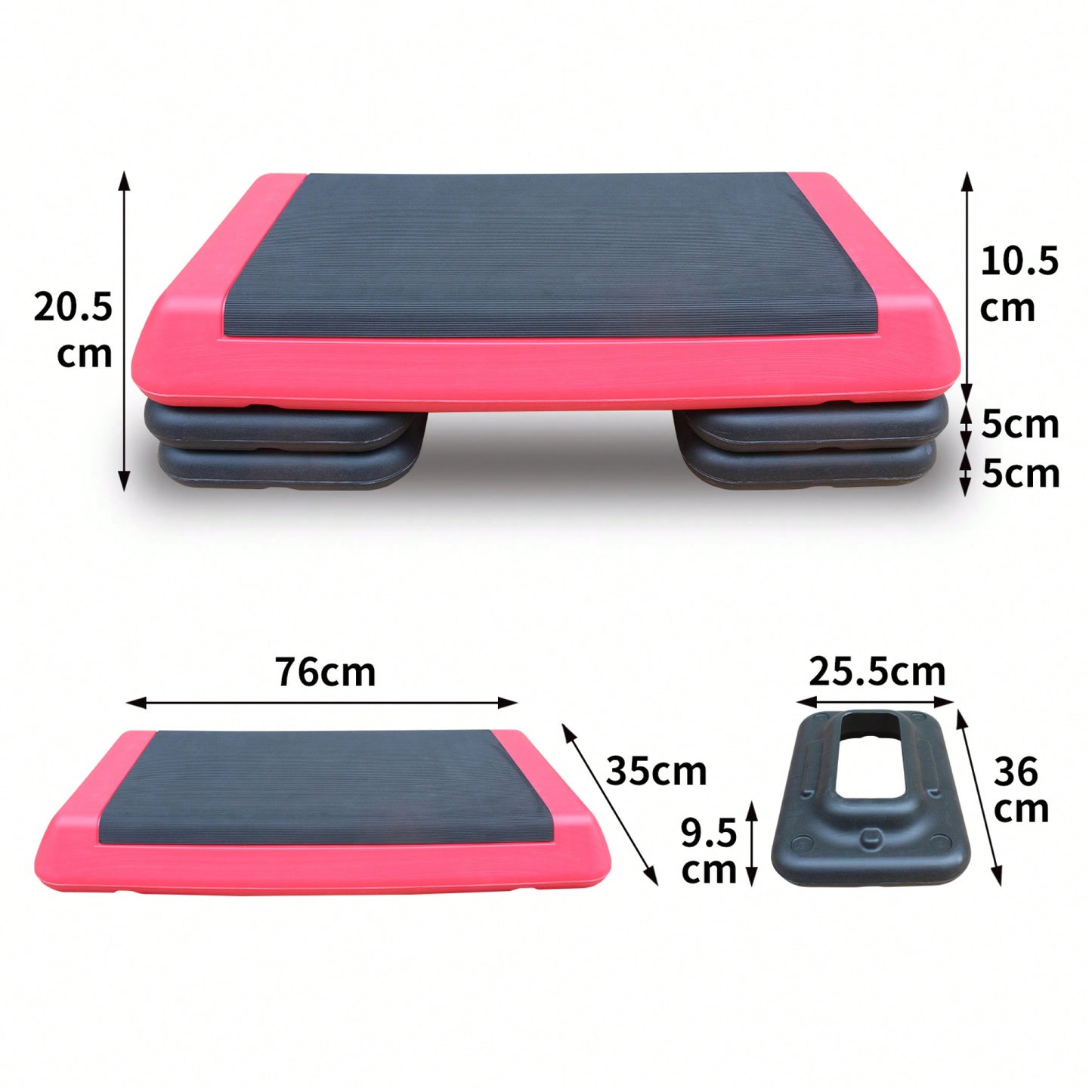 Versatile Adjustable Aerobic Step Platform For Fitness Training - Includes 4 Risers, Red And Black Design