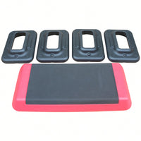 Versatile Adjustable Aerobic Step Platform For Fitness Training - Includes 4 Risers, Red And Black Design