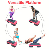 Versatile Adjustable Aerobic Step Platform For Fitness Training - Includes 4 Risers, Red And Black Design