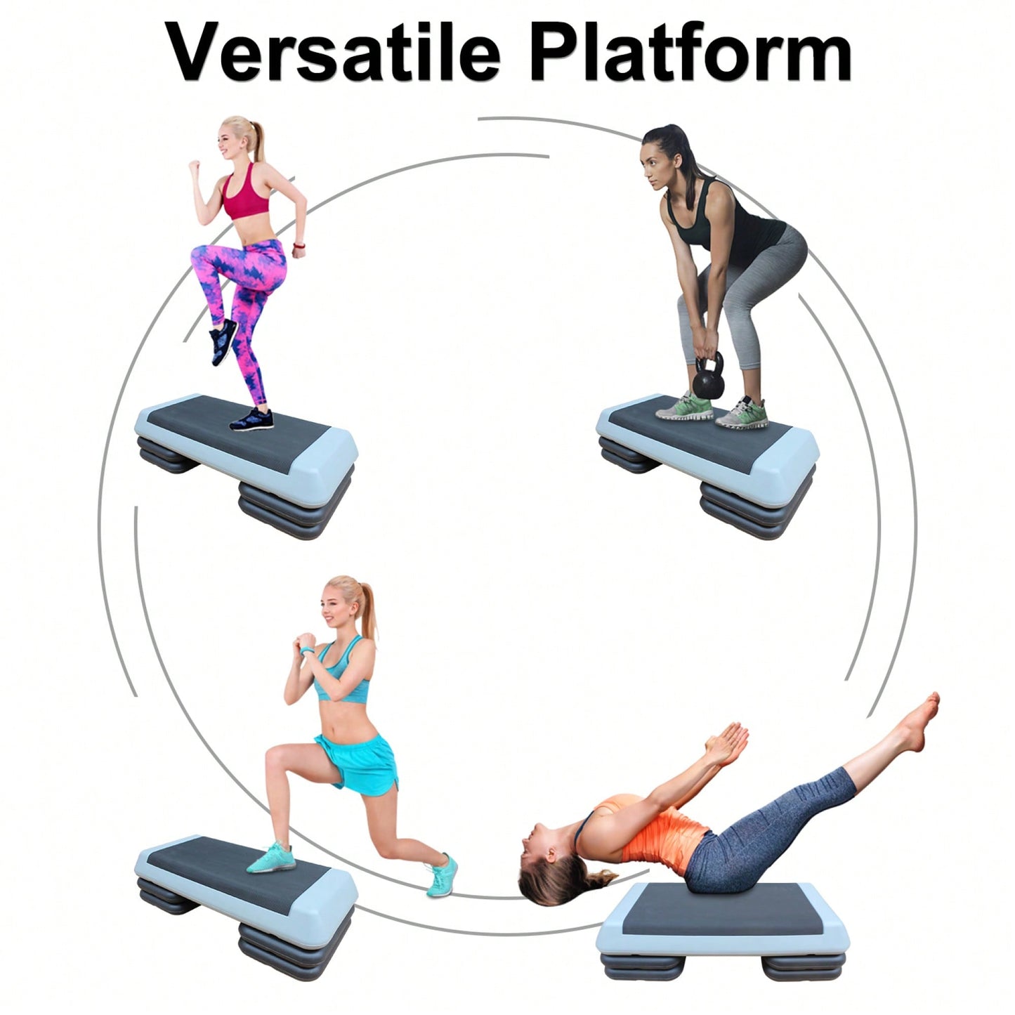 Versatile Adjustable Aerobic Step Platform For Fitness Training - Includes 4 Risers, Red And Black Design