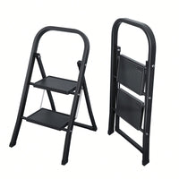 Folding Step Ladder With Wide Anti-Slip Pedal - Durable Steel Step Stool For Adults, Compact And Safe For Home Use