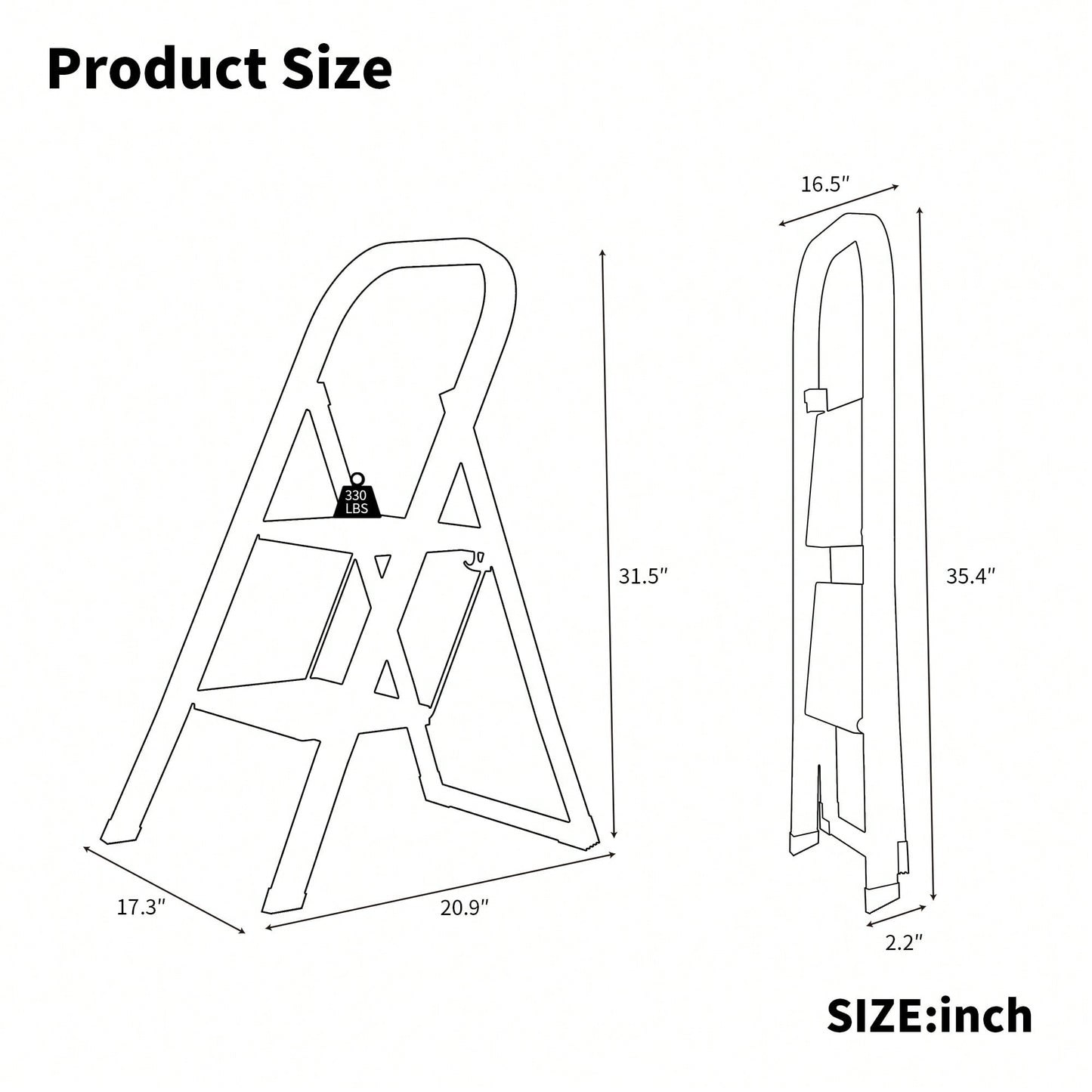 Folding Step Ladder With Wide Anti-Slip Pedal - Durable Steel Step Stool For Adults, Compact And Safe For Home Use