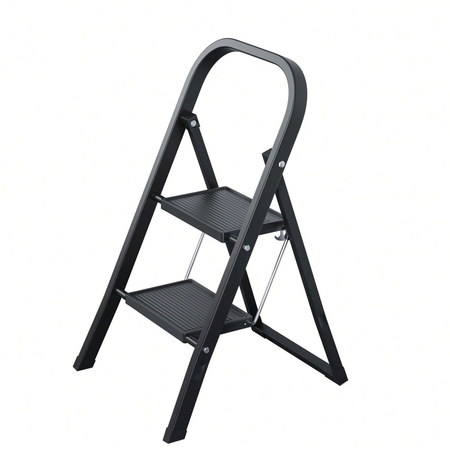 Folding Step Ladder With Wide Anti-Slip Pedal - Durable Steel Step Stool For Adults, Compact And Safe For Home Use