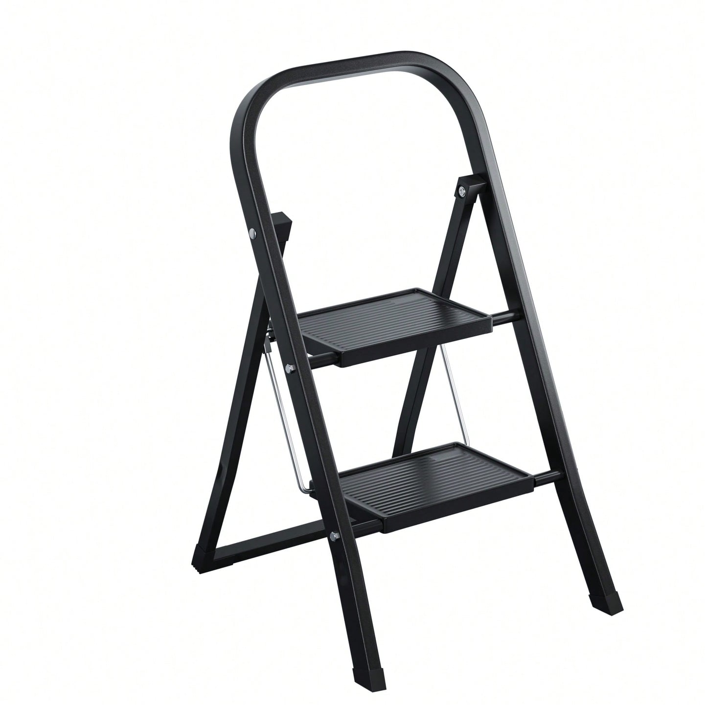 Folding Step Ladder With Wide Anti-Slip Pedal - Durable Steel Step Stool For Adults, Compact And Safe For Home Use