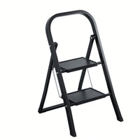 Folding Step Ladder With Wide Anti-Slip Pedal - Durable Steel Step Stool For Adults, Compact And Safe For Home Use