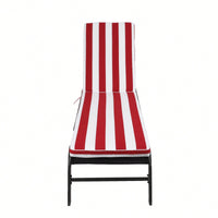 Outdoor Lounge Chair Cushion Replacement Set - Red & White Patio Furniture Seat & Chaise Lounge Cushion