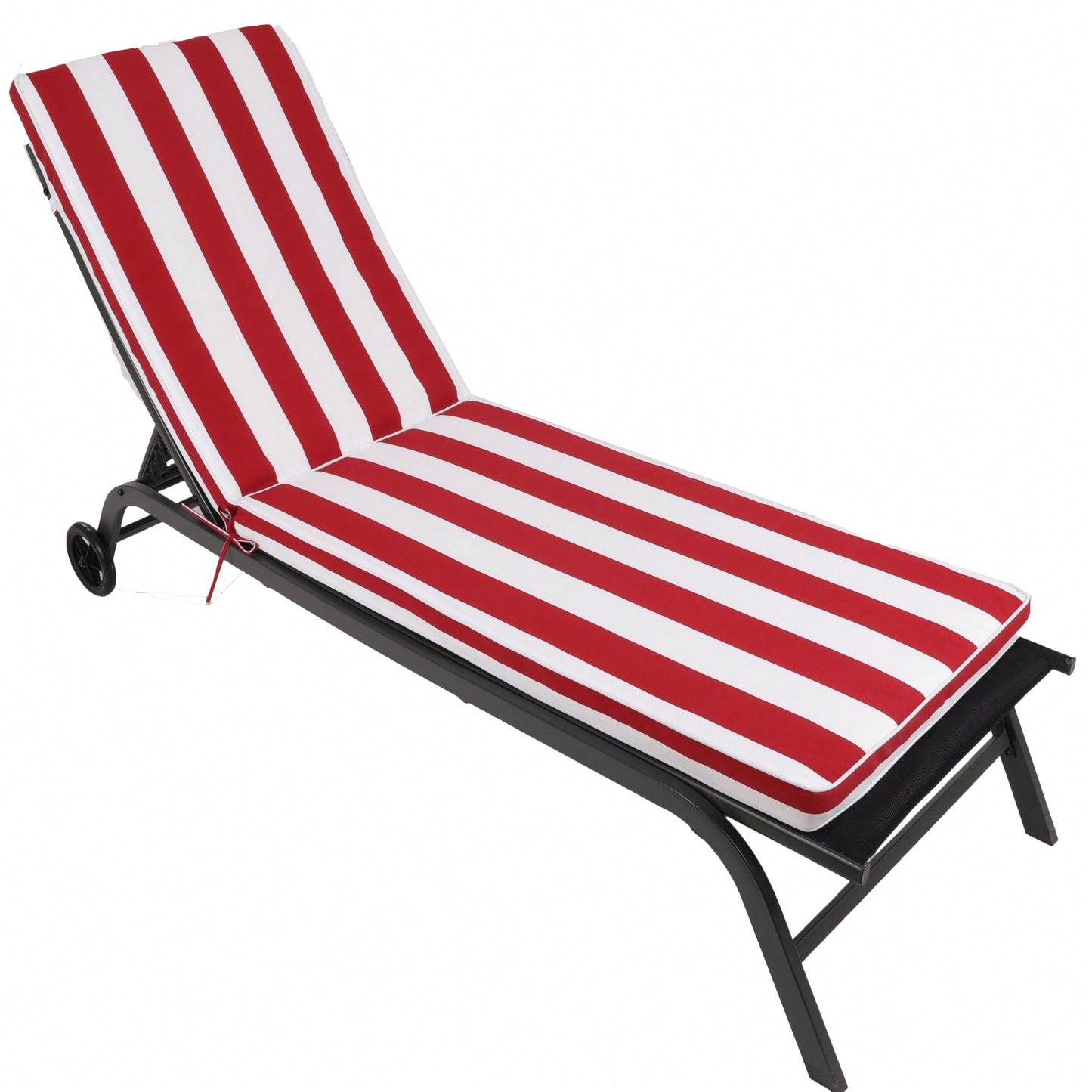 Outdoor Lounge Chair Cushion Replacement Set - Red & White Patio Furniture Seat & Chaise Lounge Cushion