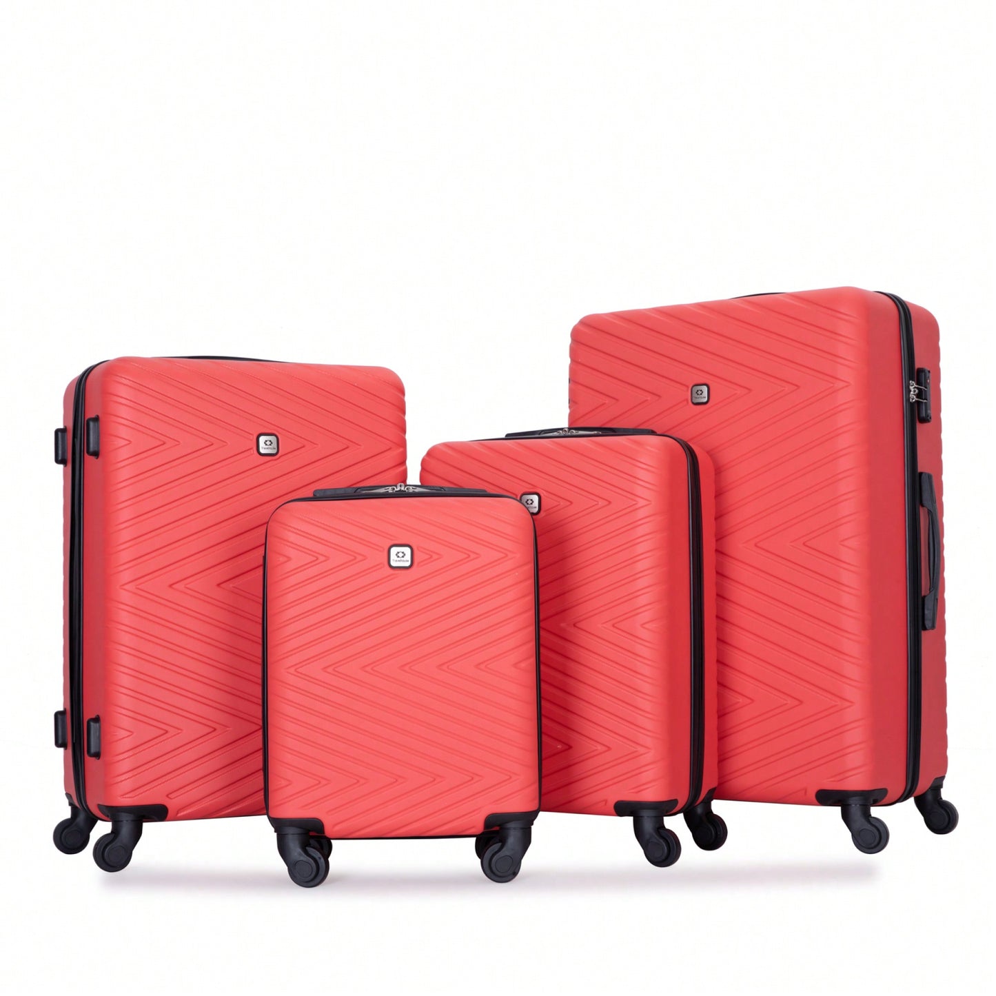 4-Piece Lightweight Hard Shell Luggage Set With Spinner Wheels, TSA Lock, 16/20/24/28 Inch - Sleek Black Travel Case