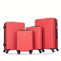 4-Piece Lightweight Hard Shell Luggage Set With Spinner Wheels, TSA Lock, 16/20/24/28 Inch - Sleek Black Travel Case