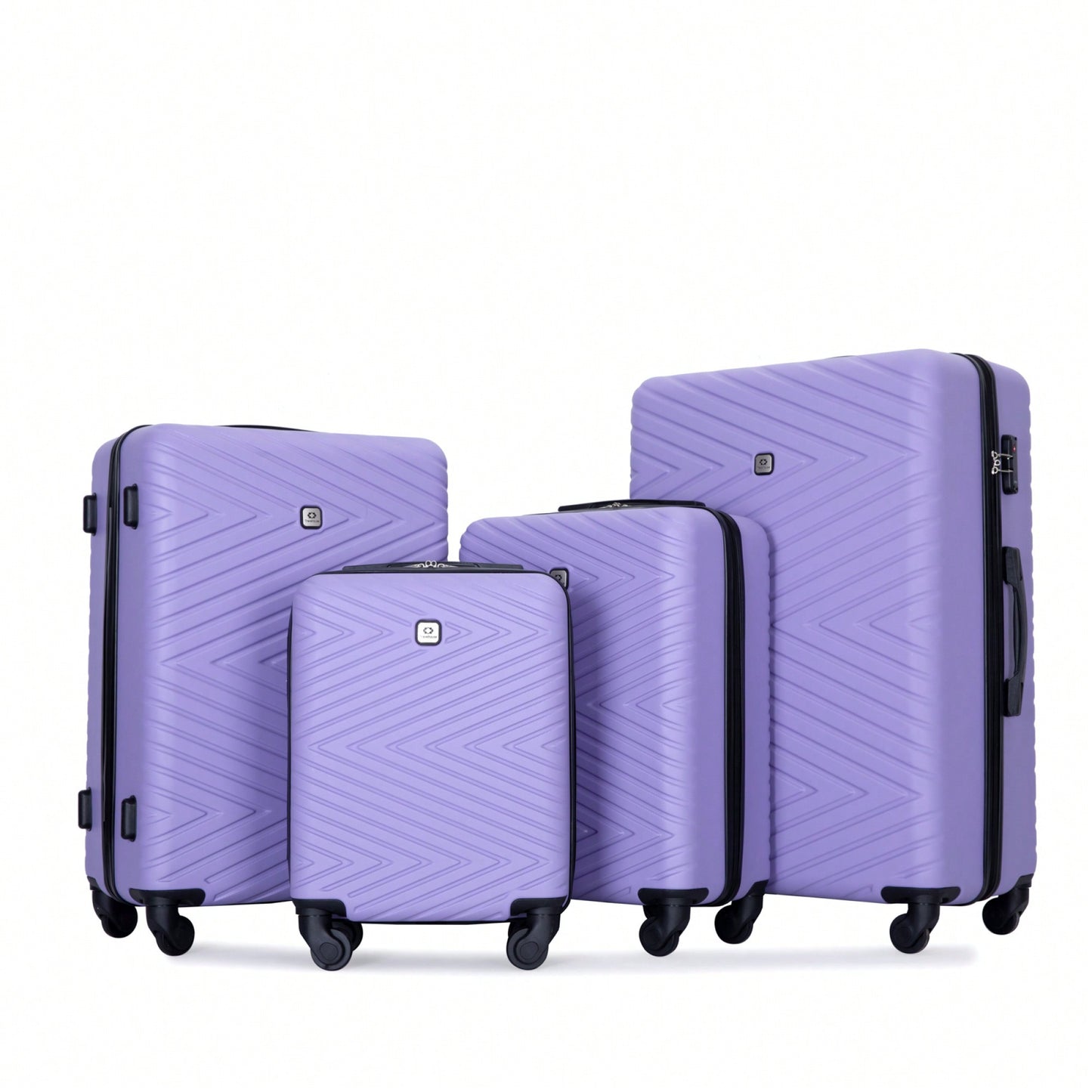 4-Piece Lightweight Hard Shell Luggage Set With Spinner Wheels, TSA Lock, 16/20/24/28 Inch - Sleek Black Travel Case