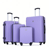 4-Piece Lightweight Hard Shell Luggage Set With Spinner Wheels, TSA Lock, 16/20/24/28 Inch - Sleek Black Travel Case