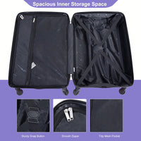 4-Piece Lightweight Hard Shell Luggage Set With Spinner Wheels, TSA Lock, 16/20/24/28 Inch - Sleek Black Travel Case