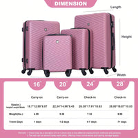 4-Piece Lightweight Hard Shell Luggage Set With Spinner Wheels, TSA Lock, 16/20/24/28 Inch - Sleek Black Travel Case