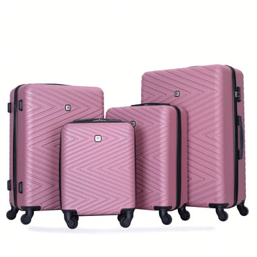 4-Piece Lightweight Hard Shell Luggage Set With Spinner Wheels, TSA Lock, 16/20/24/28 Inch - Sleek Black Travel Case