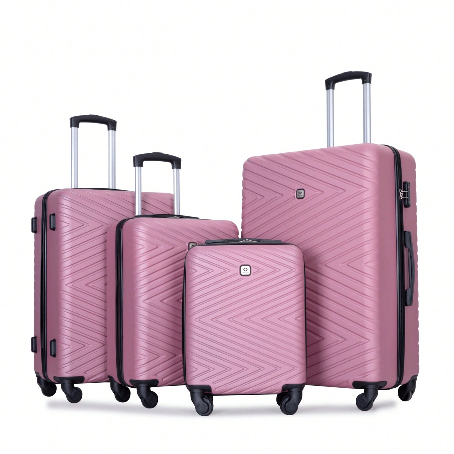4-Piece Lightweight Hard Shell Luggage Set With Spinner Wheels, TSA Lock, 16/20/24/28 Inch - Sleek Black Travel Case