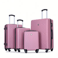 4-Piece Lightweight Hard Shell Luggage Set With Spinner Wheels, TSA Lock, 16/20/24/28 Inch - Sleek Black Travel Case