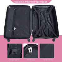 4-Piece Lightweight Hard Shell Luggage Set With Spinner Wheels, TSA Lock, 16/20/24/28 Inch - Sleek Black Travel Case
