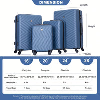 4-Piece Lightweight Hard Shell Luggage Set With Spinner Wheels, TSA Lock, 16/20/24/28 Inch - Sleek Black Travel Case