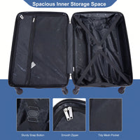 4-Piece Lightweight Hard Shell Luggage Set With Spinner Wheels, TSA Lock, 16/20/24/28 Inch - Sleek Black Travel Case