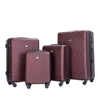 4-Piece Lightweight Hard Shell Luggage Set With Spinner Wheels, TSA Lock, 16/20/24/28 Inch - Sleek Black Travel Case