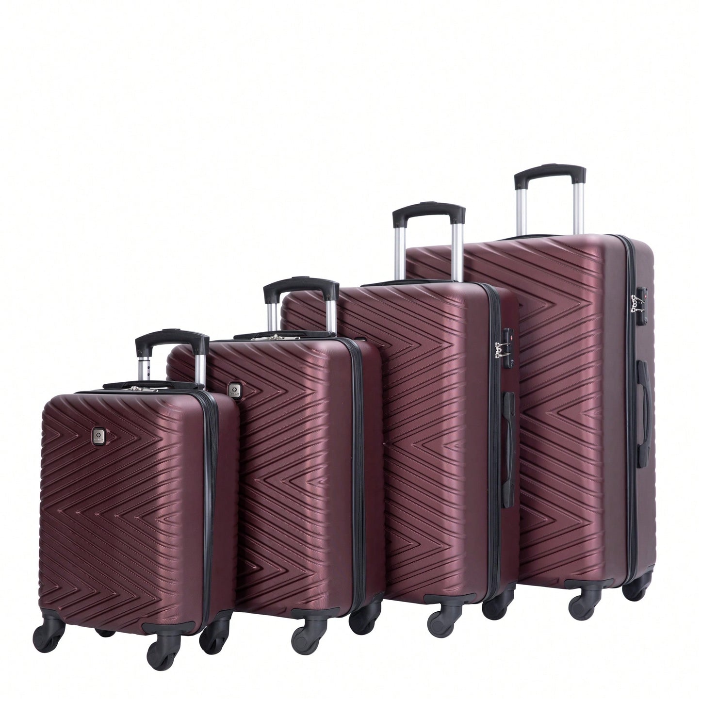 4-Piece Lightweight Hard Shell Luggage Set With Spinner Wheels, TSA Lock, 16/20/24/28 Inch - Sleek Black Travel Case