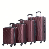 4-Piece Lightweight Hard Shell Luggage Set With Spinner Wheels, TSA Lock, 16/20/24/28 Inch - Sleek Black Travel Case