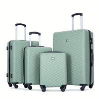 4-Piece Lightweight Hard Shell Luggage Set With Spinner Wheels, TSA Lock, 16/20/24/28 Inch - Sleek Black Travel Case