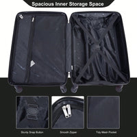 4-Piece Lightweight Hard Shell Luggage Set With Spinner Wheels, TSA Lock, 16/20/24/28 Inch - Sleek Black Travel Case
