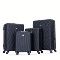 4-Piece Lightweight Hard Shell Luggage Set With Spinner Wheels, TSA Lock, 16/20/24/28 Inch - Sleek Black Travel Case