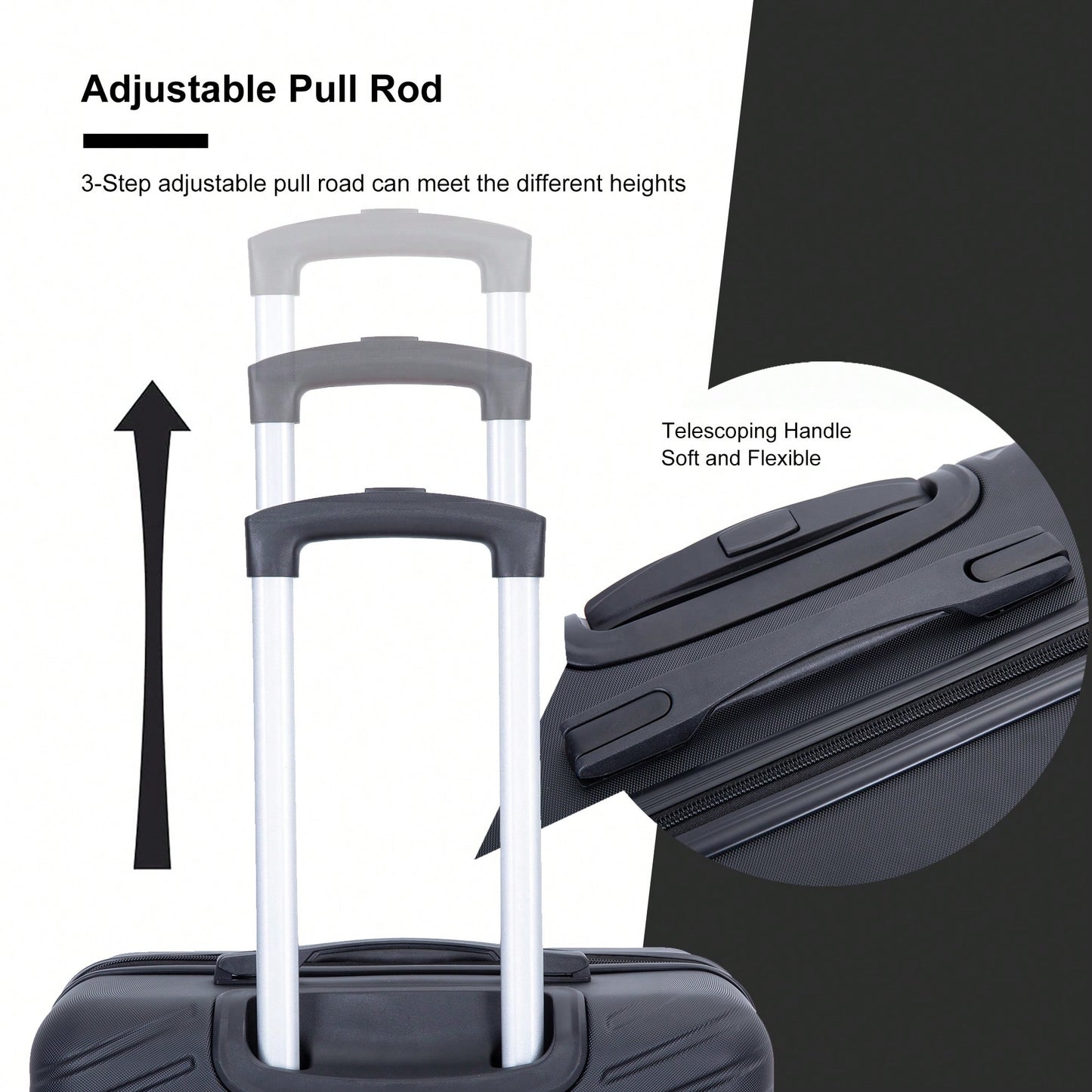 4-Piece Lightweight Hard Shell Luggage Set With Spinner Wheels, TSA Lock, 16/20/24/28 Inch - Sleek Black Travel Case