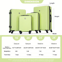 4-Piece Lightweight Hard Shell Luggage Set With Spinner Wheels, TSA Lock, 16/20/24/28 Inch - Sleek Black Travel Case