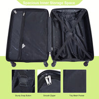 4-Piece Lightweight Hard Shell Luggage Set With Spinner Wheels, TSA Lock, 16/20/24/28 Inch - Sleek Black Travel Case