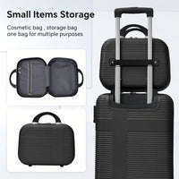 4-Piece Lightweight Hardshell Luggage Set With TSA Lock And Spinner Wheels - Checked Suitcases In Dark Blue (12"/20"/24"/28")