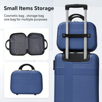 4-Piece Lightweight Hardshell Luggage Set With TSA Lock And Spinner Wheels - Checked Suitcases In Dark Blue (12"/20"/24"/28")