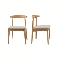 Elegant Mid Century Modern Dining Chairs Set Of 2 - Upholstered Wooden Frame With Charcoal Grey Cushions