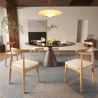 Elegant Mid Century Modern Dining Chairs Set Of 2 - Upholstered Wooden Frame With Charcoal Grey Cushions