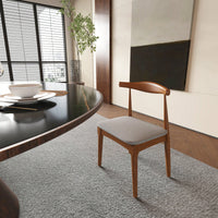 Elegant Mid Century Modern Dining Chairs Set Of 2 - Upholstered Wooden Frame With Charcoal Grey Cushions